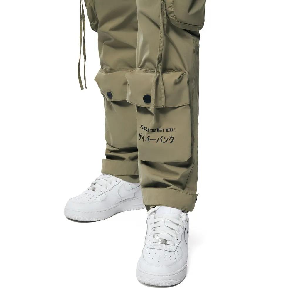 Relaxed Slouch Utility Windbreaker Pants - Light Olive