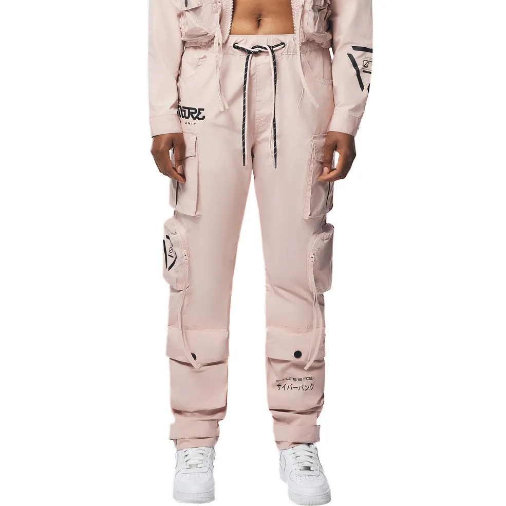 Relaxed Slouch Utility Windbreaker Pants - Pale Pink