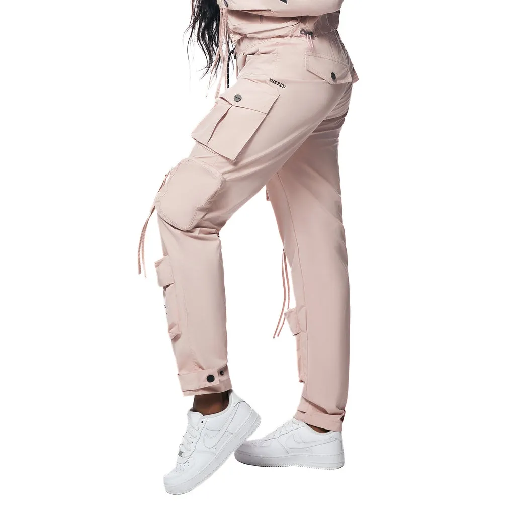 Relaxed Slouch Utility Windbreaker Pants - Pale Pink