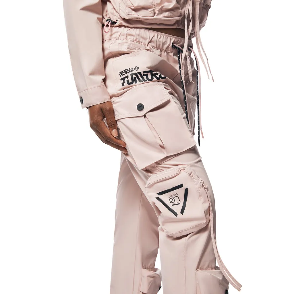 Relaxed Slouch Utility Windbreaker Pants - Pale Pink