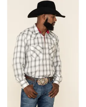 Resistol Men's White North Plaid Long Sleeve Western Shirt