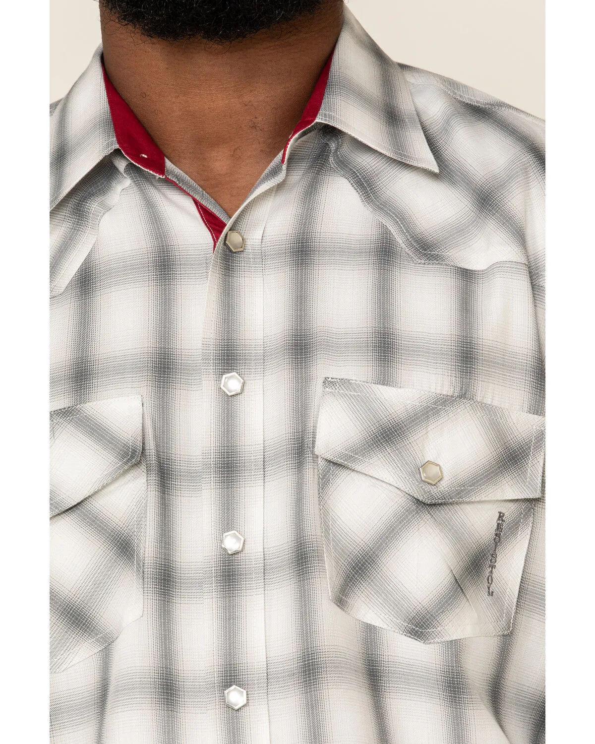 Resistol Men's White North Plaid Long Sleeve Western Shirt