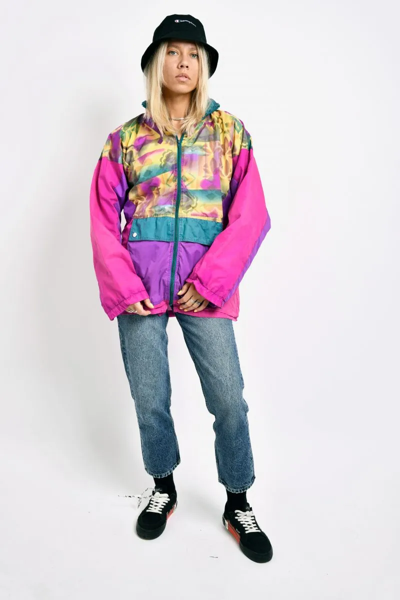 Retro hooded windbreaker multi