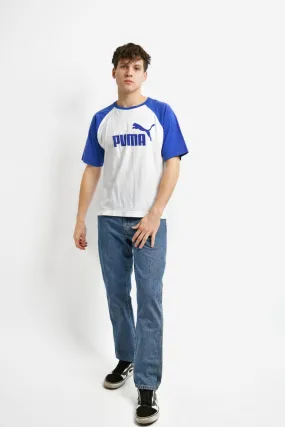 Retro PUMA white blue mens t-shirt