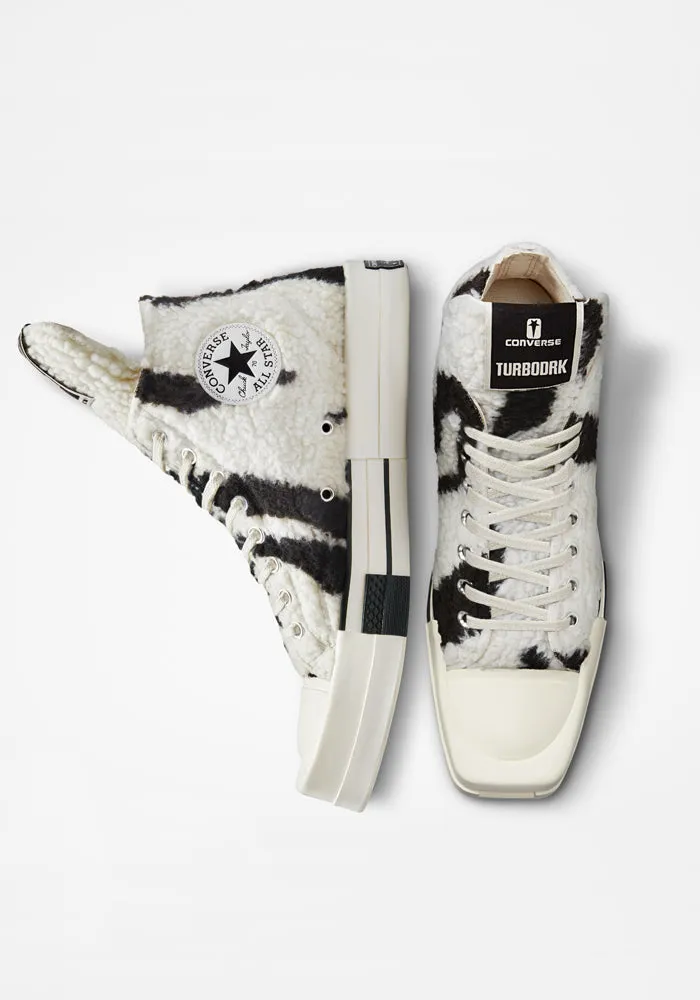 RICK OWENS DRKSHDW x CONVERSE DC02BX943 TURBODRK HI-CUT SNEAKERS PEARL/BLACK