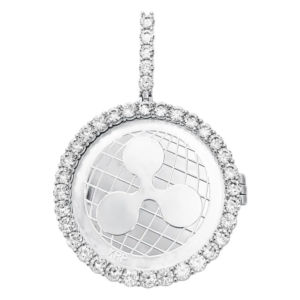 Ripple XRP Coin Iced Out Frame Pendant