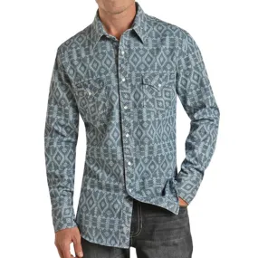 Rock & Roll Men's Denim Aztec Snap Shirt