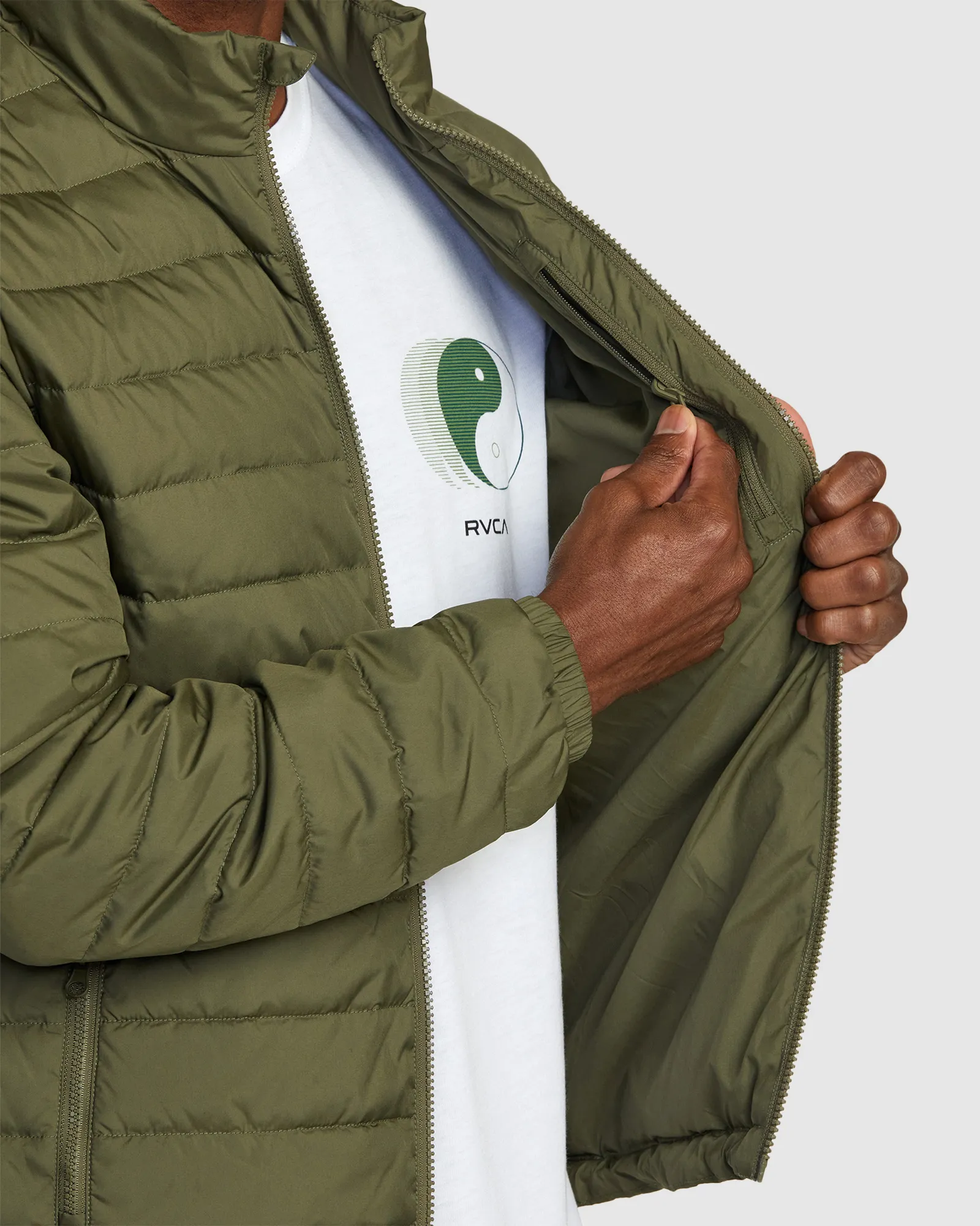 Rvca Packable Puffa Jacket - Army | SurfStitch