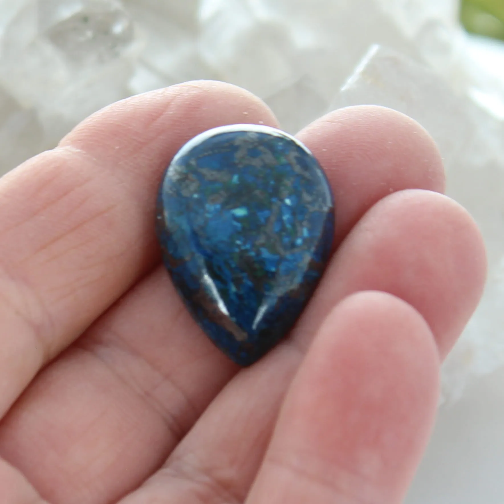 Shattuckite Cabochon Large Teardrop Flat Backed