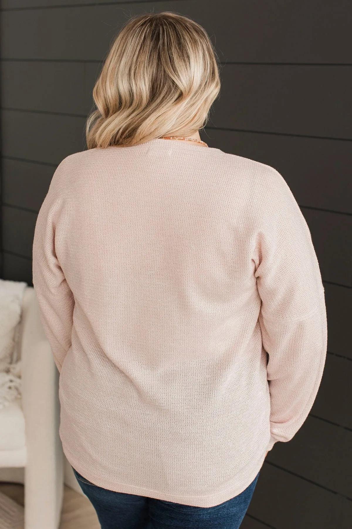 Simple Delights Knit Henley Top- Blush