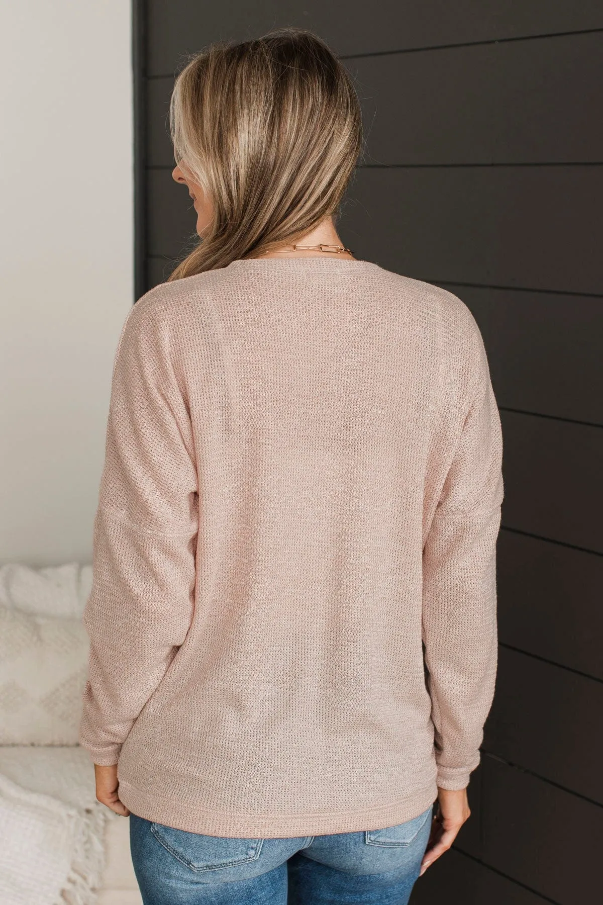 Simple Delights Knit Henley Top- Blush