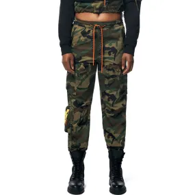 Slouched Utility Windbreaker Pants - Wood Camo