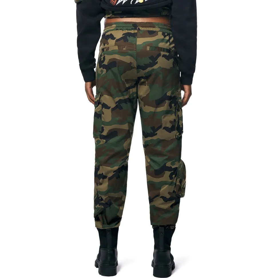 Slouched Utility Windbreaker Pants - Wood Camo