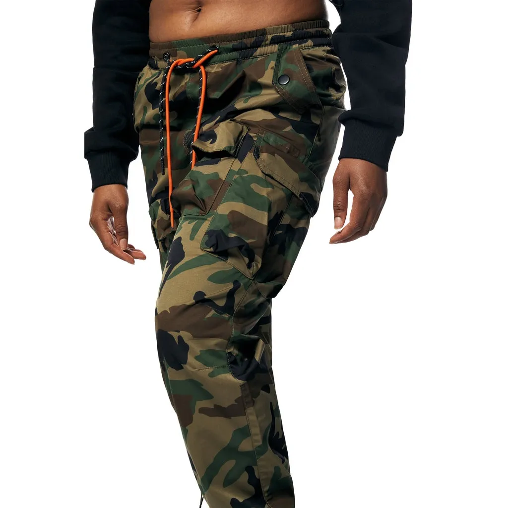 Slouched Utility Windbreaker Pants - Wood Camo