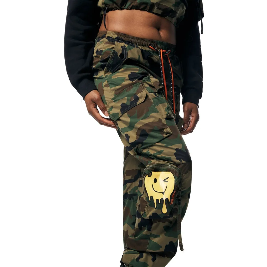 Slouched Utility Windbreaker Pants - Wood Camo