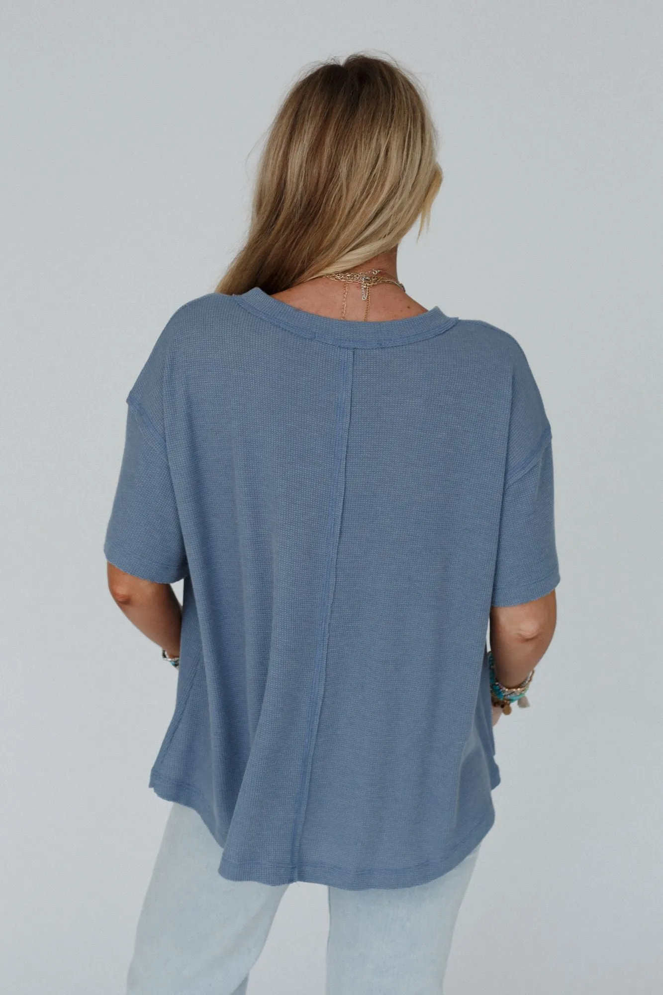 Soft Plume Henley Top - Blue Slate