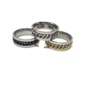 Spinning Curb Chain Band Ring