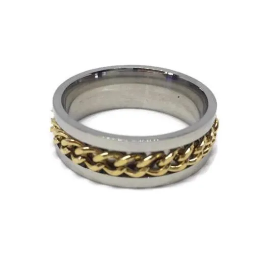 Spinning Curb Chain Band Ring