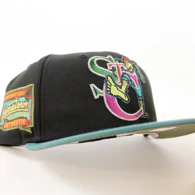 St. Catharines Stompers HOMETOWN COLLECTION New Era 59Fifty Fitted Hat (Zombie Pack Pack BLACK PINE NEEDLE GREEN NEW OLIVE Under