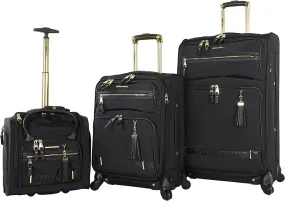 Steve Madden Peek-A-Boo Black 3-Piece Under Seat Luggage Set 