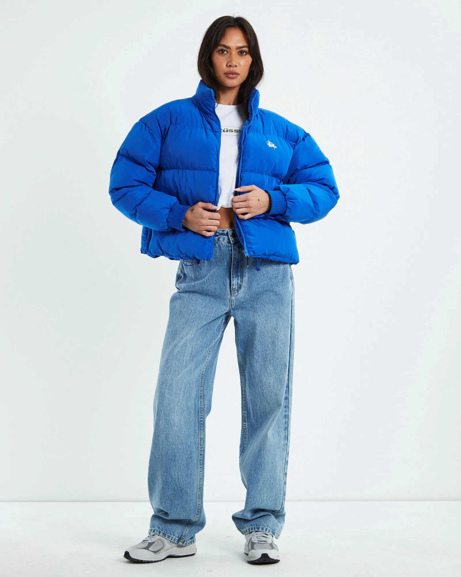 Stussy Graffiti Puffa Jacket Strong Blue