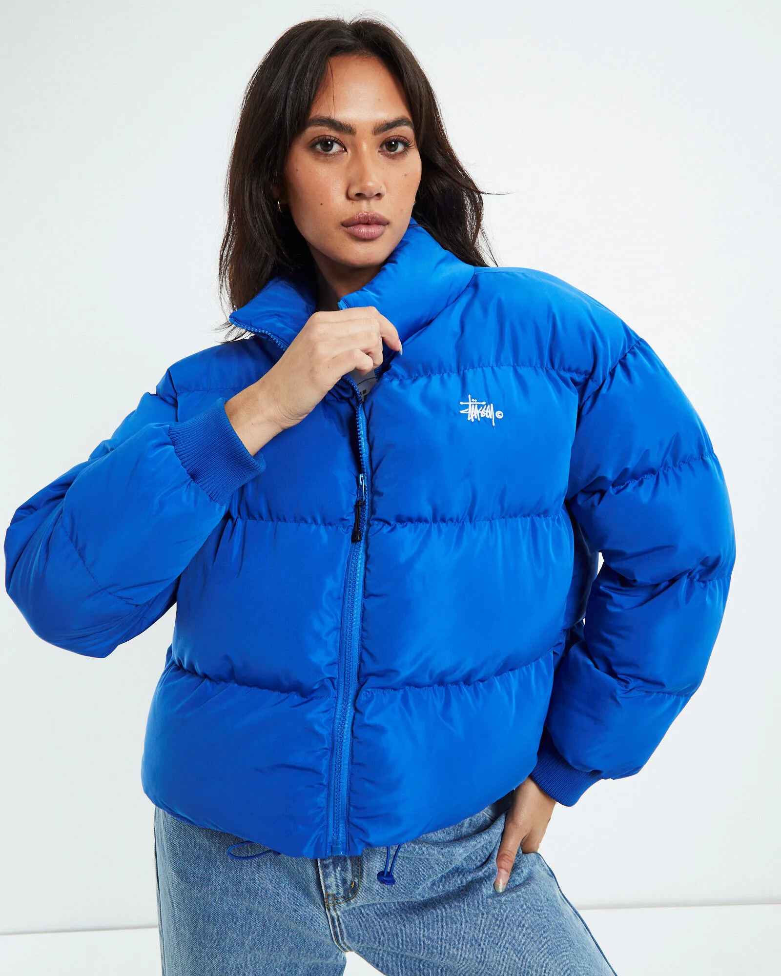 Stussy Graffiti Puffa Jacket Strong Blue