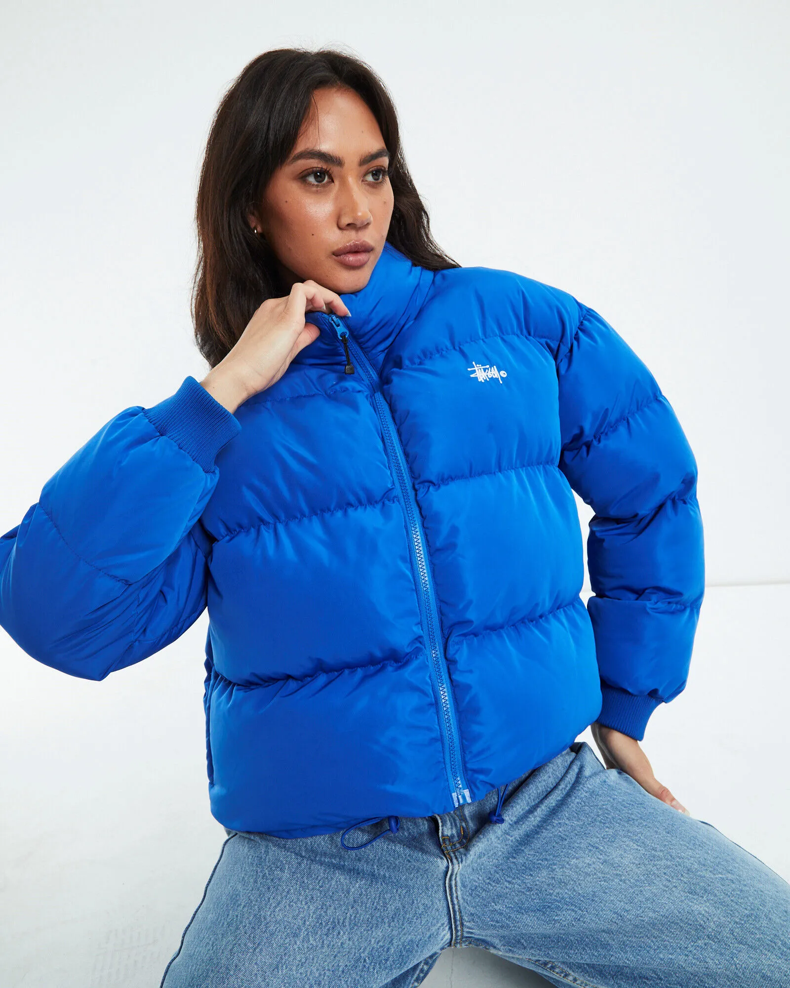 Stussy Graffiti Puffa Jacket Strong Blue