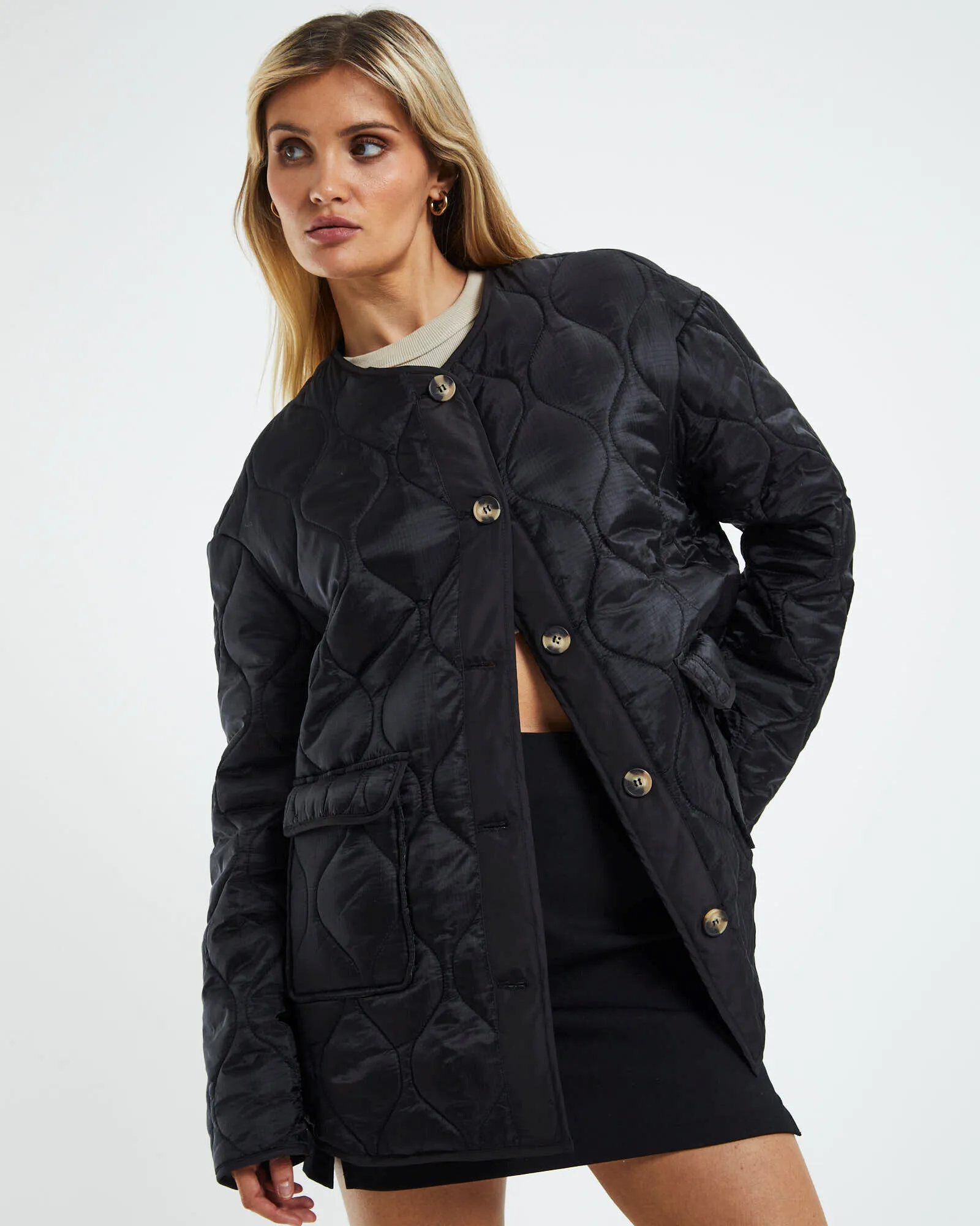 Subtitled Tasha Ripstop Puffa Jacket Black