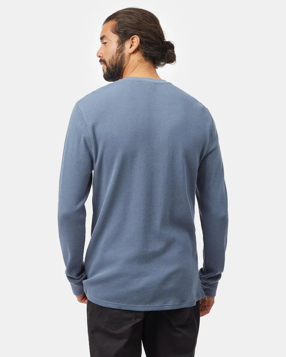 Tentree TreeWaffle Henley Longsleeve In Vintage Blue