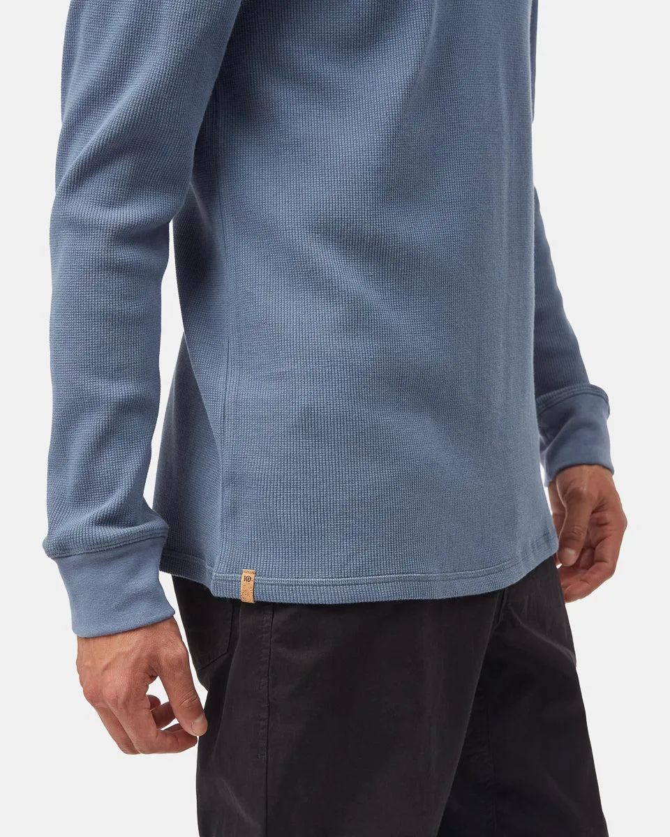 Tentree TreeWaffle Henley Longsleeve In Vintage Blue