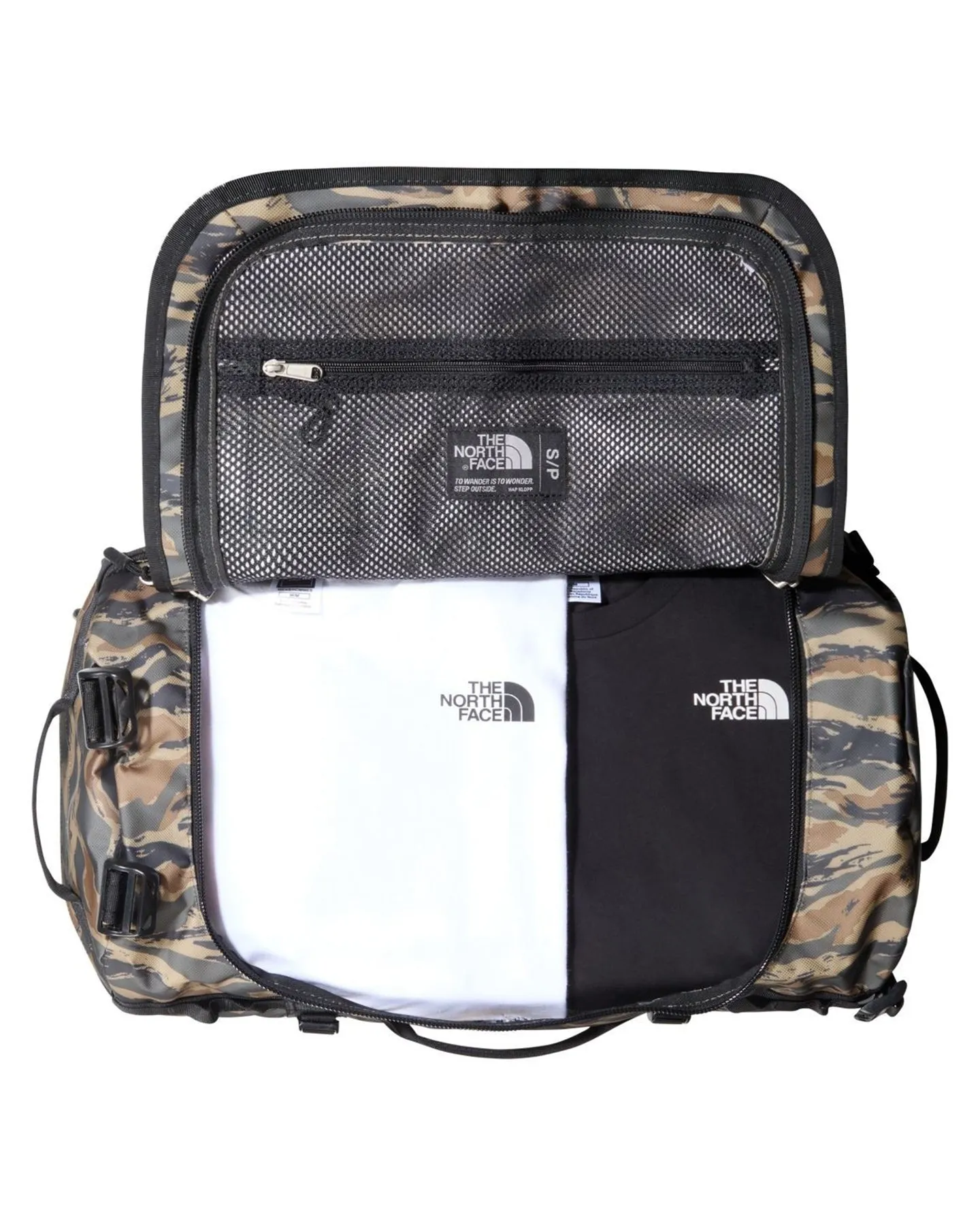 The North Face Base Camp Duffel New Taupe Green Painted Camo Print / Tnf Black 2023 | Luggage Bags | Snow Skiers Warehouse