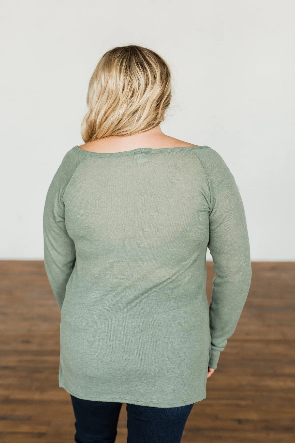 The Time Of My Life Button Henley Top- Sage