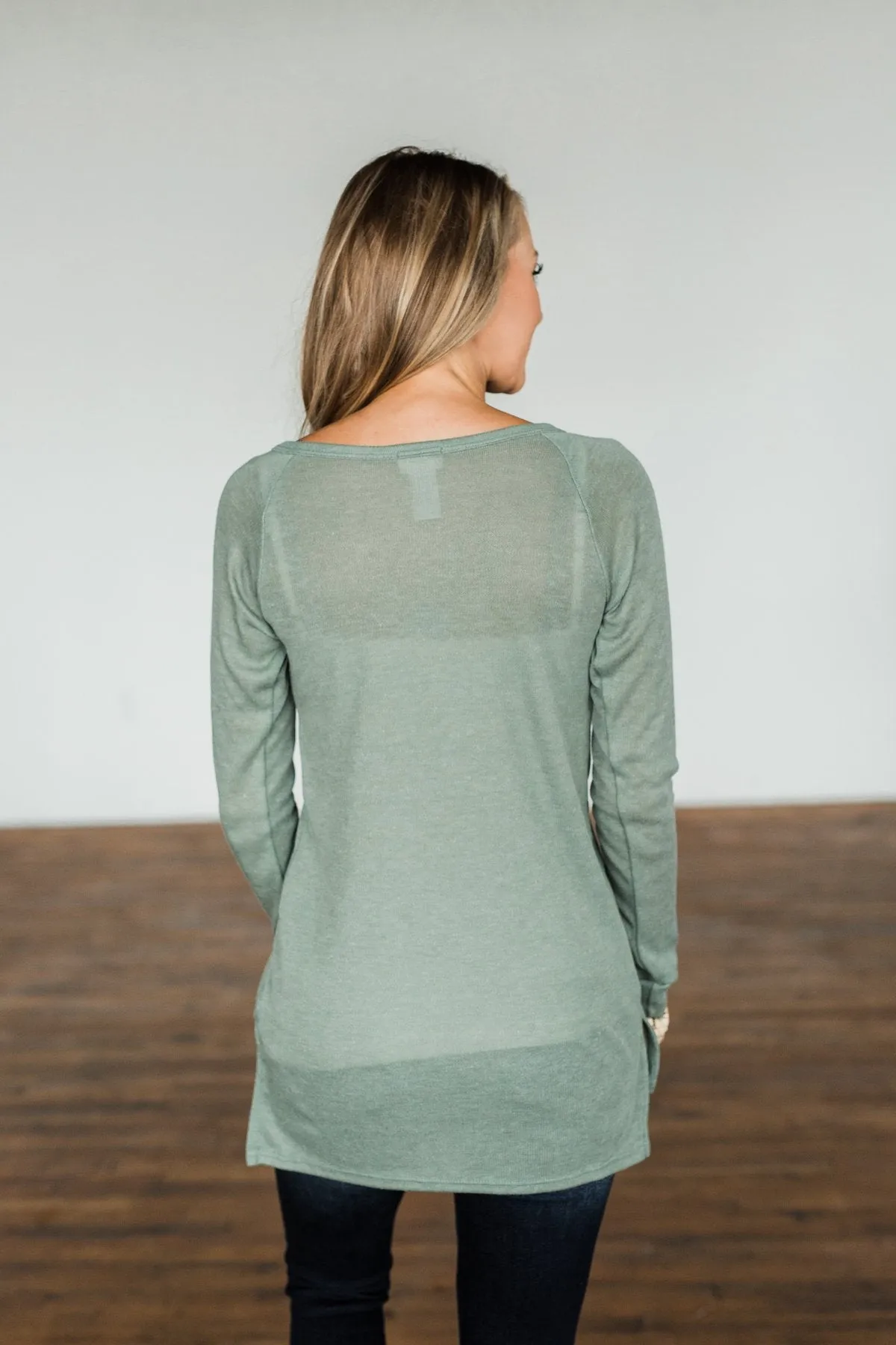 The Time Of My Life Button Henley Top- Sage