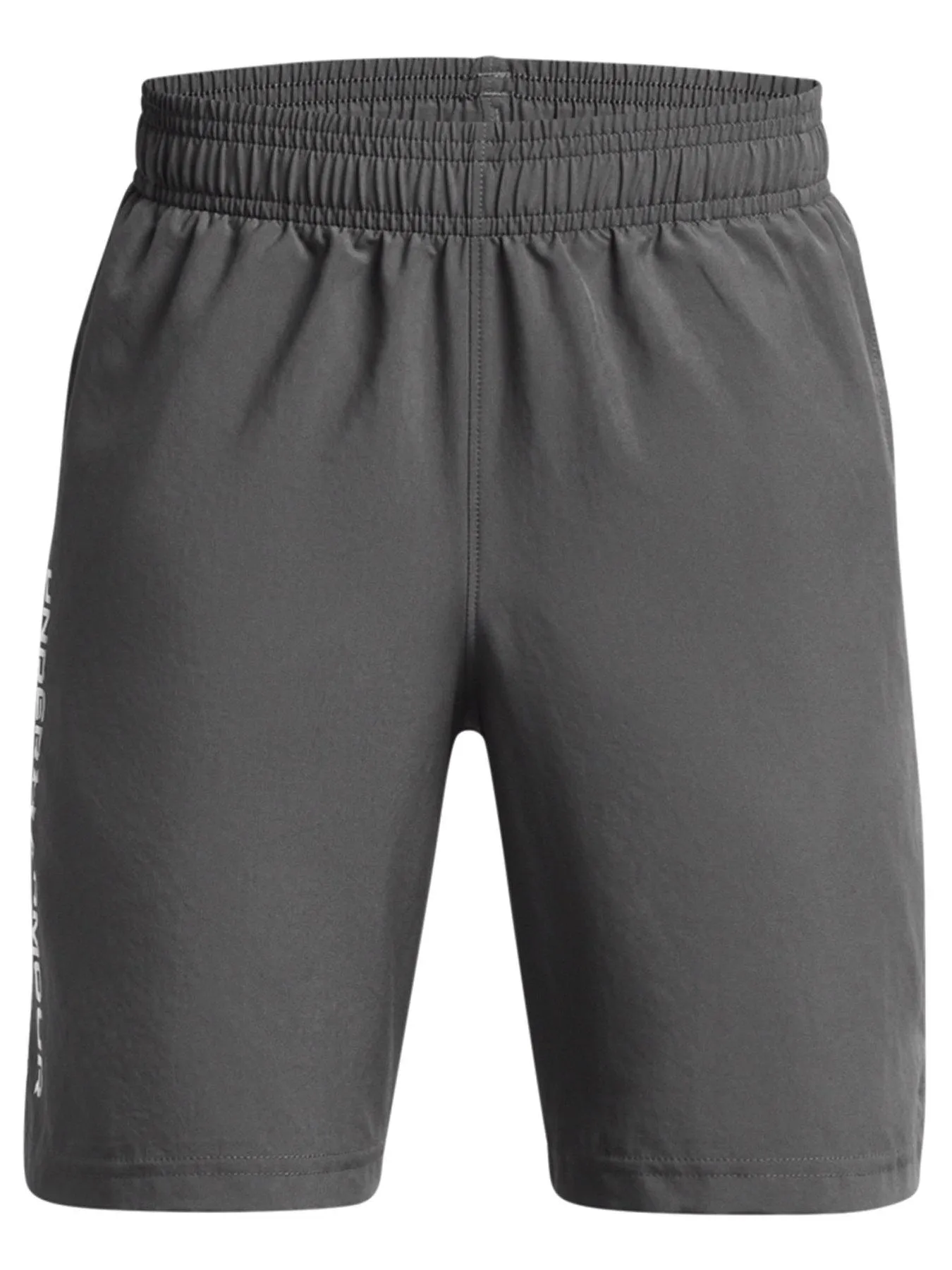 UNDER ARMOUR Boys Training Woven Wordmark Shorts- Grey