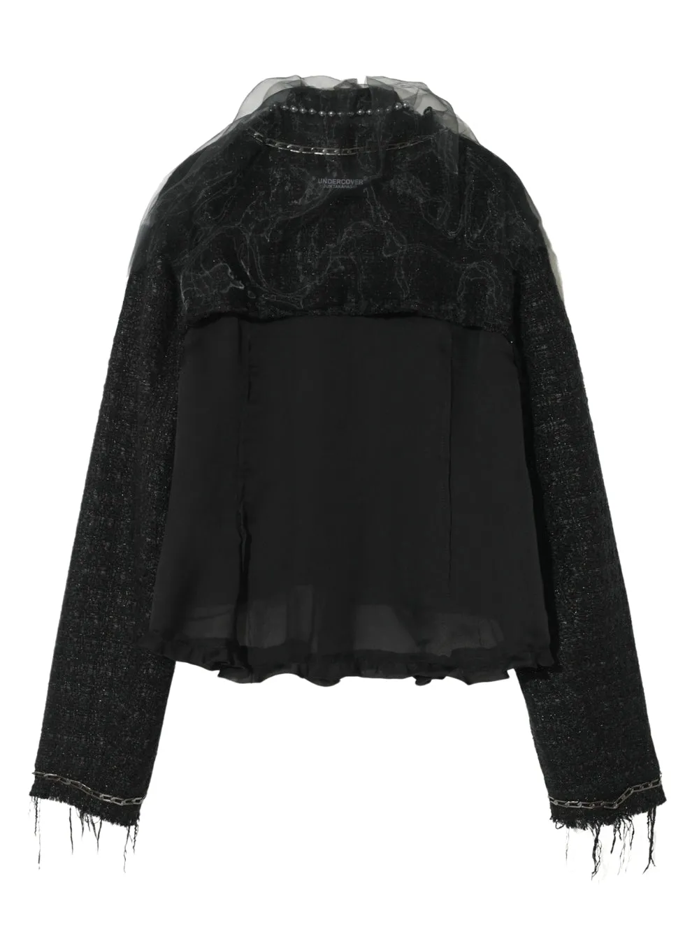 UNDERCOVER | Sheer Overlay Embellished Tweed Jacket