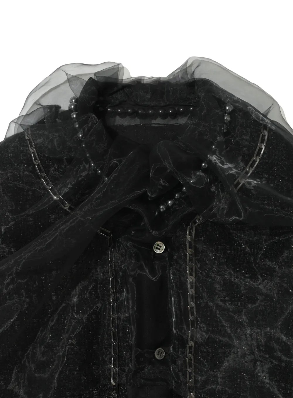 UNDERCOVER | Sheer Overlay Embellished Tweed Jacket