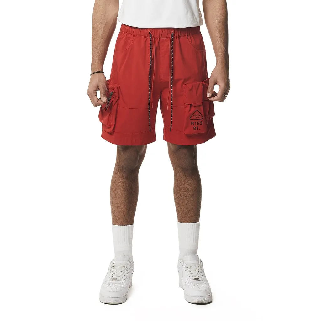 Utility Windbreaker Cargo Shorts - Red