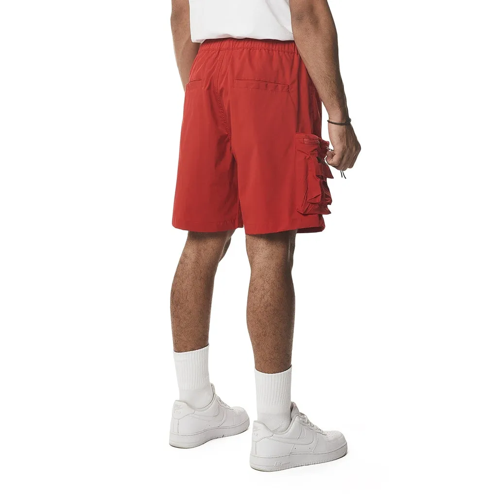 Utility Windbreaker Cargo Shorts - Red