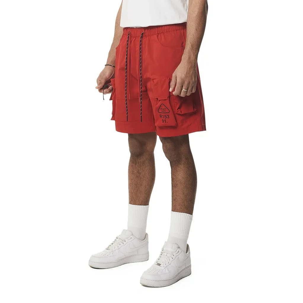 Utility Windbreaker Cargo Shorts - Red