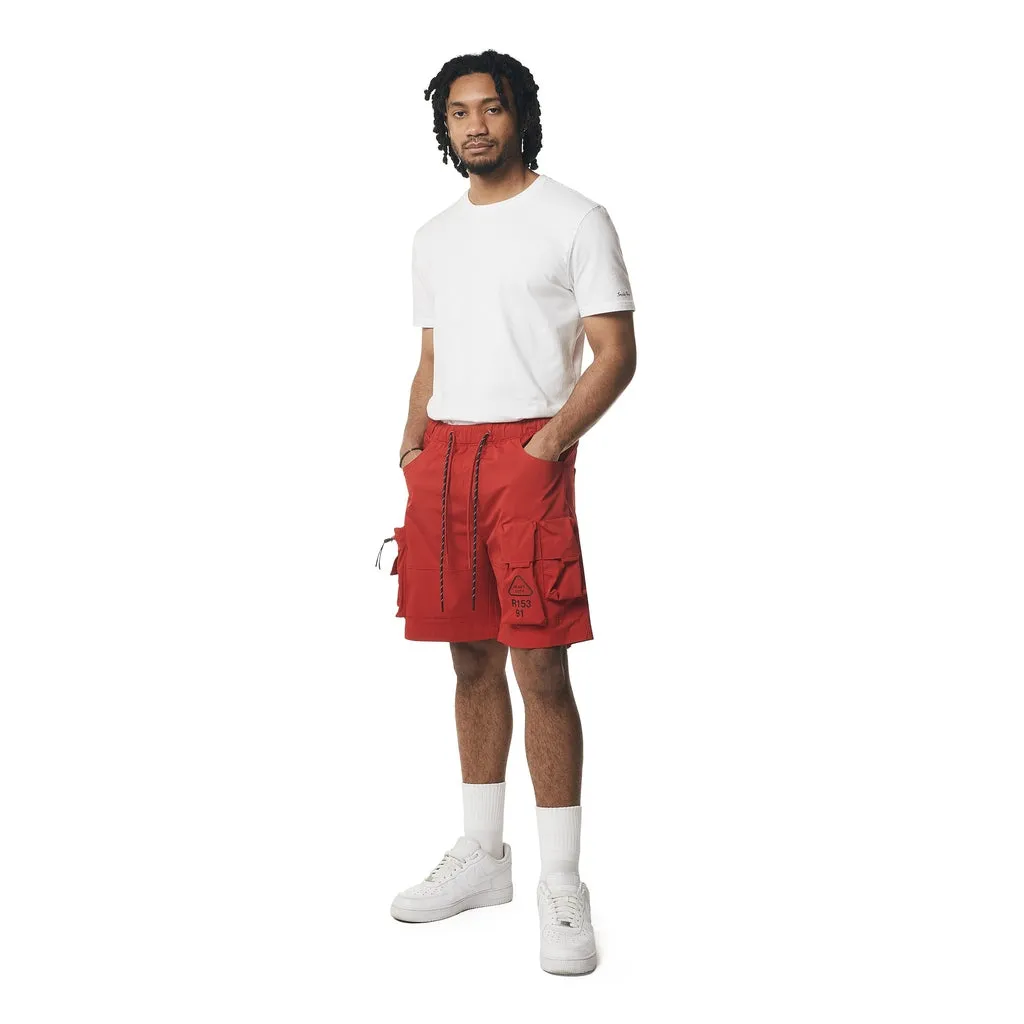 Utility Windbreaker Cargo Shorts - Red