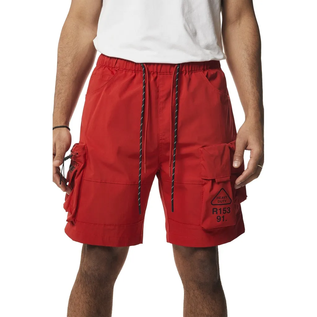 Utility Windbreaker Cargo Shorts - Red