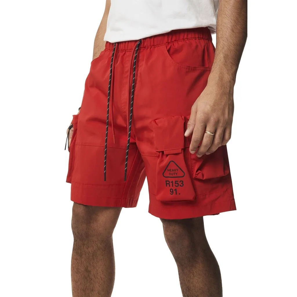 Utility Windbreaker Cargo Shorts - Red