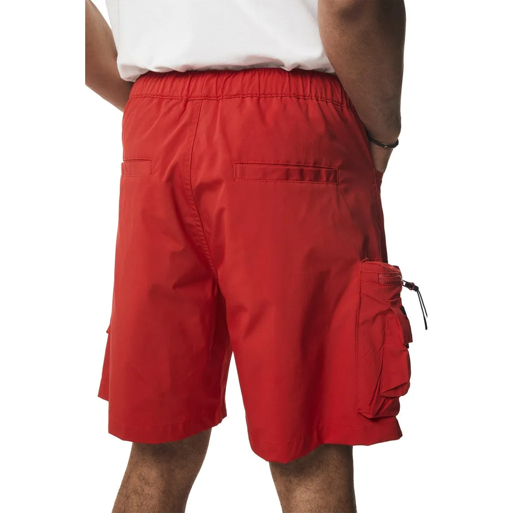 Utility Windbreaker Cargo Shorts - Red