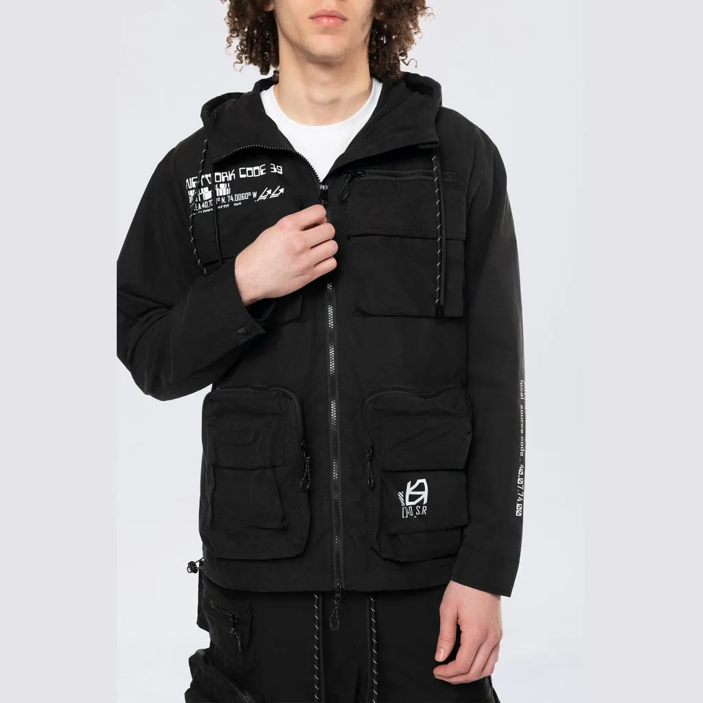 Utility Windbreaker Jacket - Black