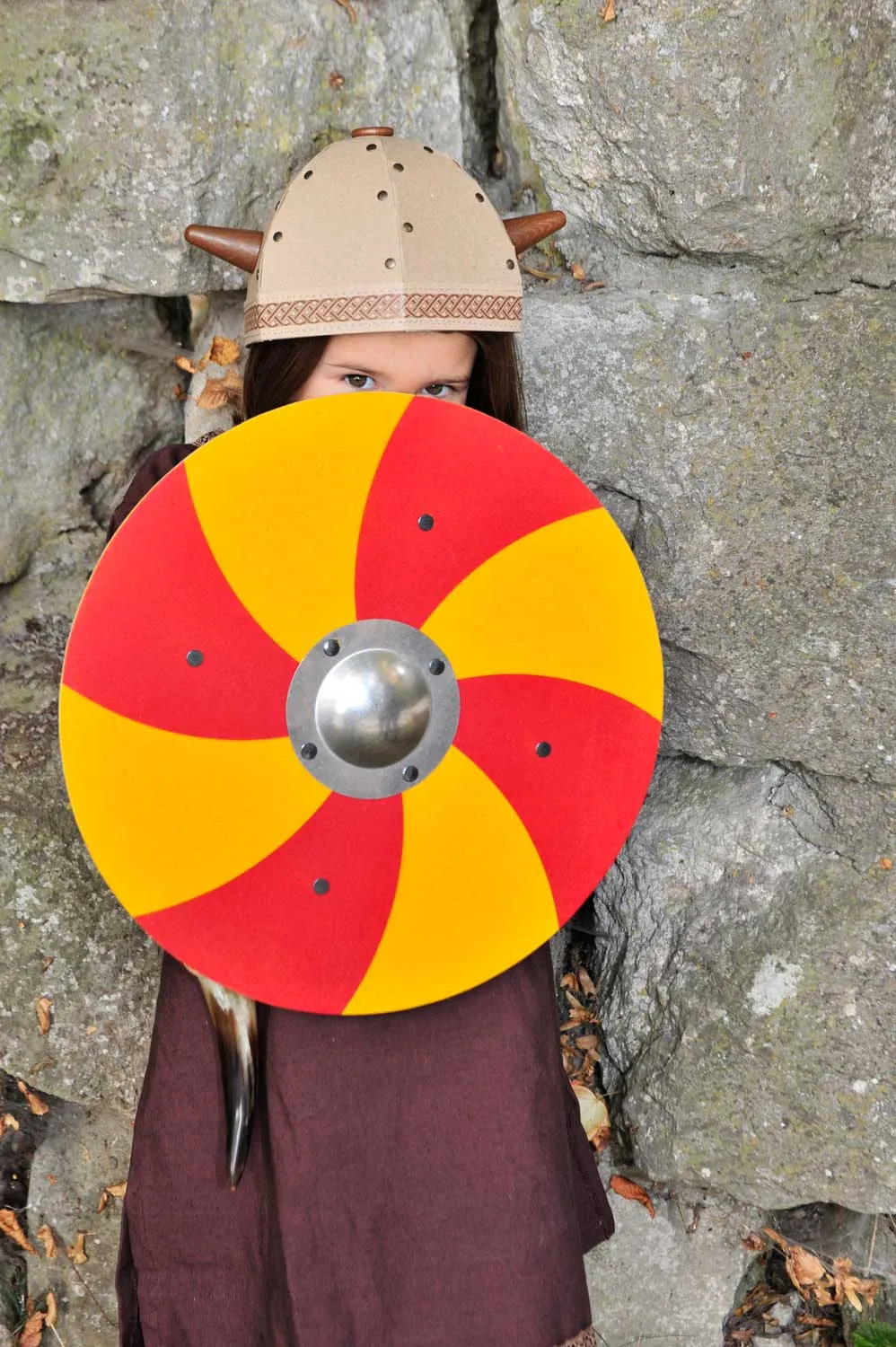 Vah Grimwald Viking Round Wooden Shield - Red & Yellow