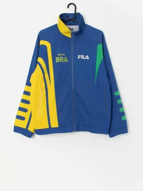 Vintage Brasil Fila windbreaker jacket in blue and yellow – Medium / Large