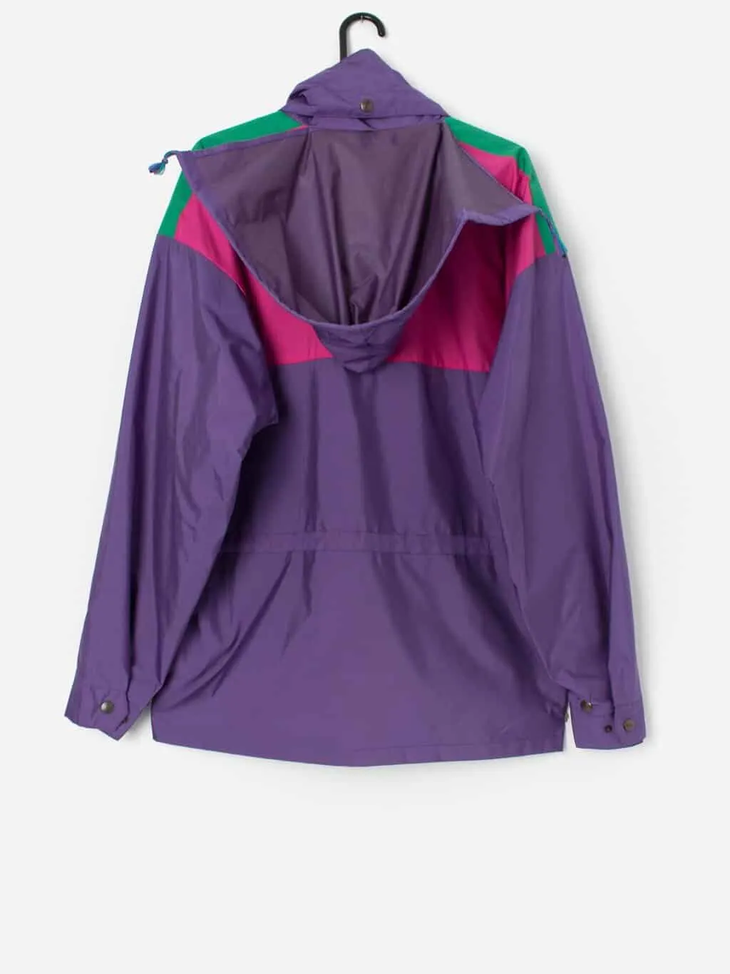 Vintage men’s colour block windbreaker in pink and purple – Medium