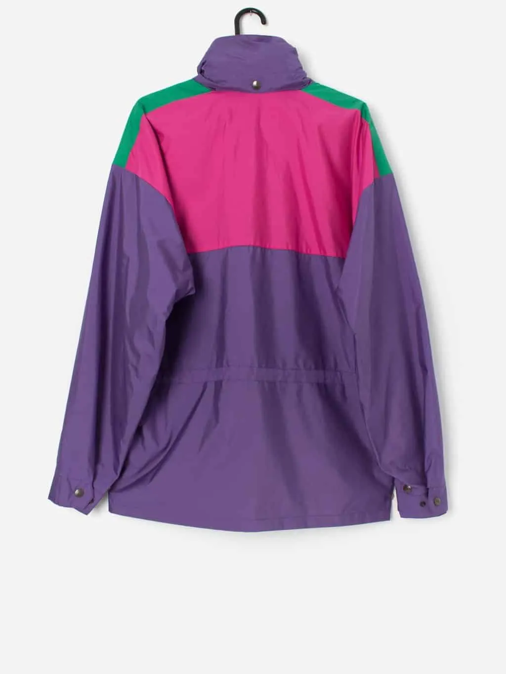 Vintage men’s colour block windbreaker in pink and purple – Medium