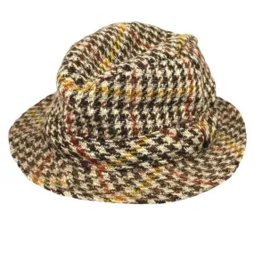 Vintage Unisex Millars Irish Wool Houndstooth Tweed Woven Hipster Bucket Hat