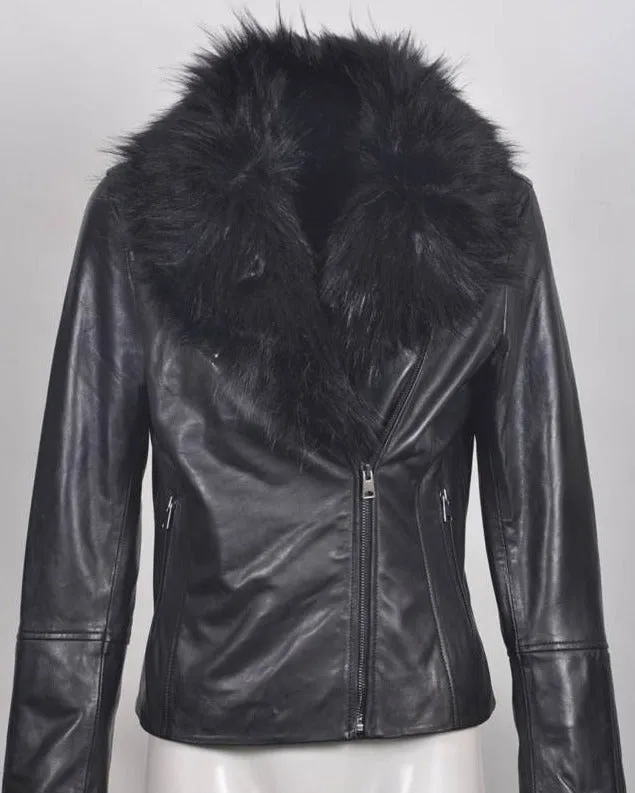 Women's Italian Leather & Fur Jacket 190L008